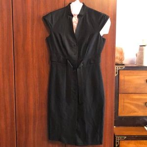 Calvin Klein Belted Cap Sleeve Dress, Linen, sz 4